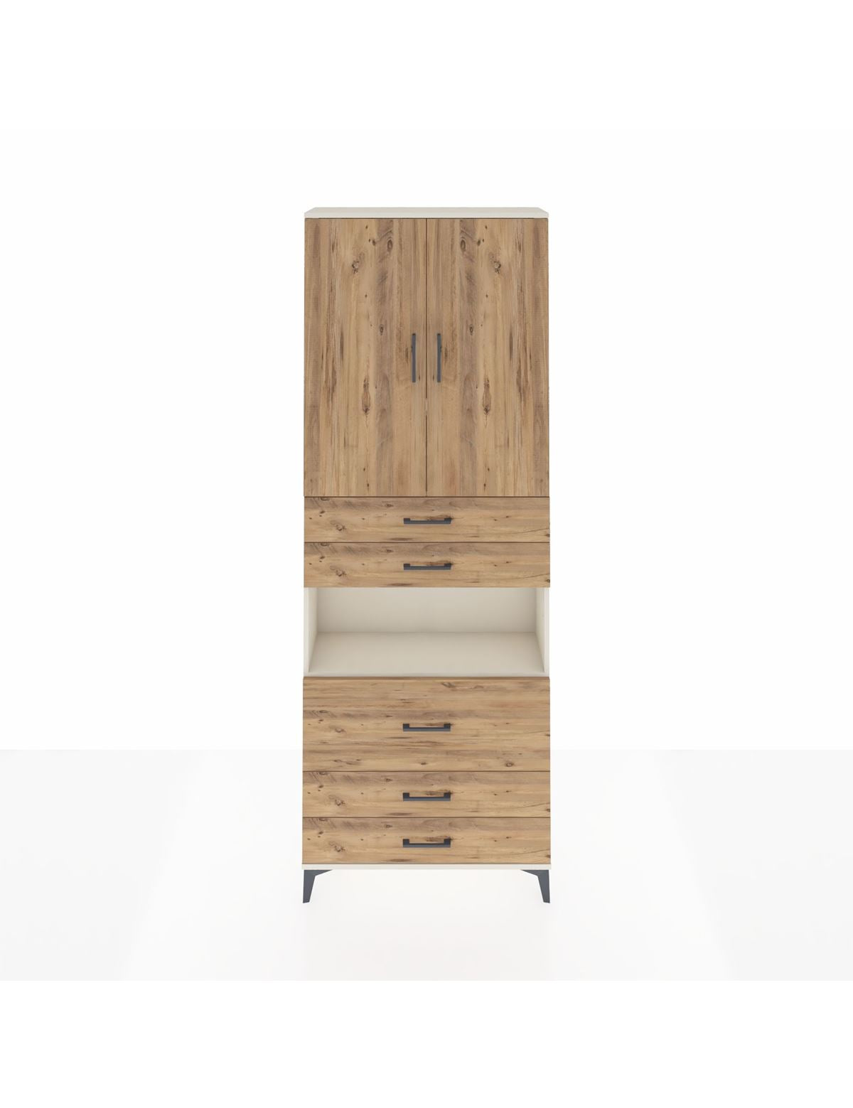 Arges Dolap 4 Raflı 5 Çekmeceli 2 Kapaklı 88x30x243 Aytaşı-Çam