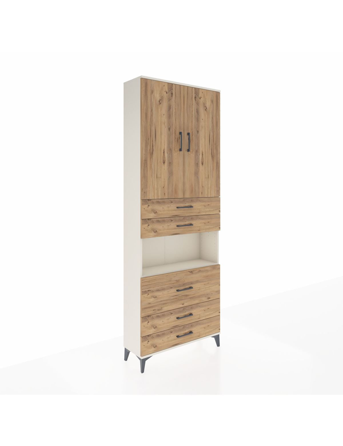 Arges Dolap 4 Raflı 5 Çekmeceli 2 Kapaklı 88x30x243 Aytaşı-Çam