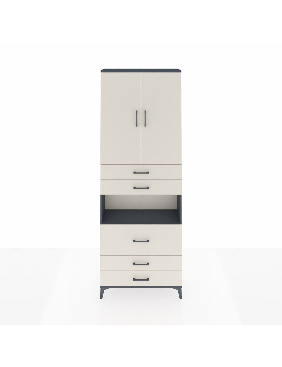 Arges Dolap 4 Raflı 5 Çekmeceli 2 Kapaklı 88x30x243 Antrasit-Aytaşı