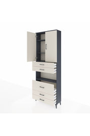 Arges Dolap 4 Raflı 5 Çekmeceli 2 Kapaklı 88x30x243 Antrasit-Aytaşı