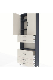 Arges Dolap 4 Raflı 5 Çekmeceli 2 Kapaklı 88x30x243 Antrasit-Aytaşı