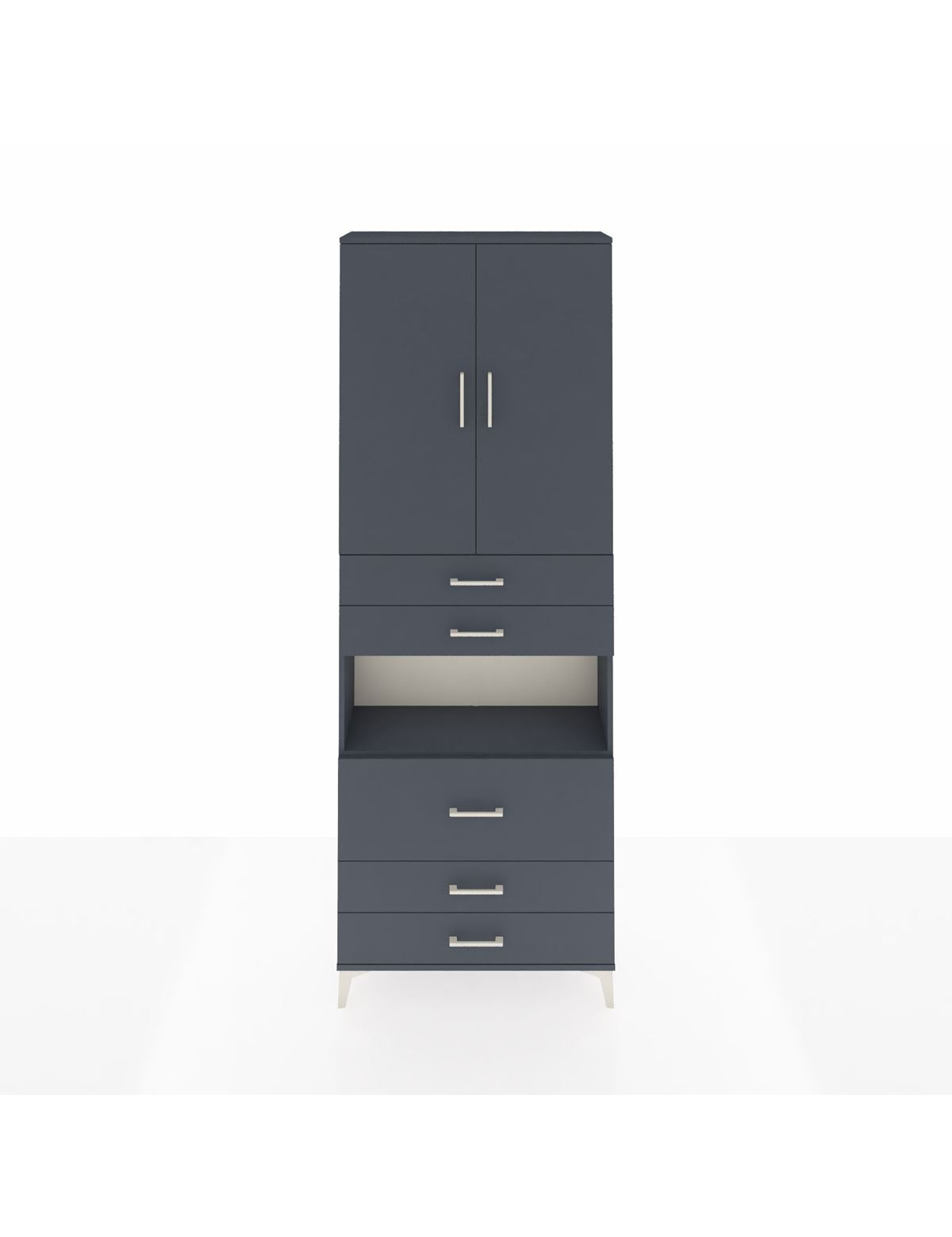 Arges Dolap 4 Raflı 5 Çekmeceli 2 Kapaklı 88x30x243 Antrasit-Antrasit