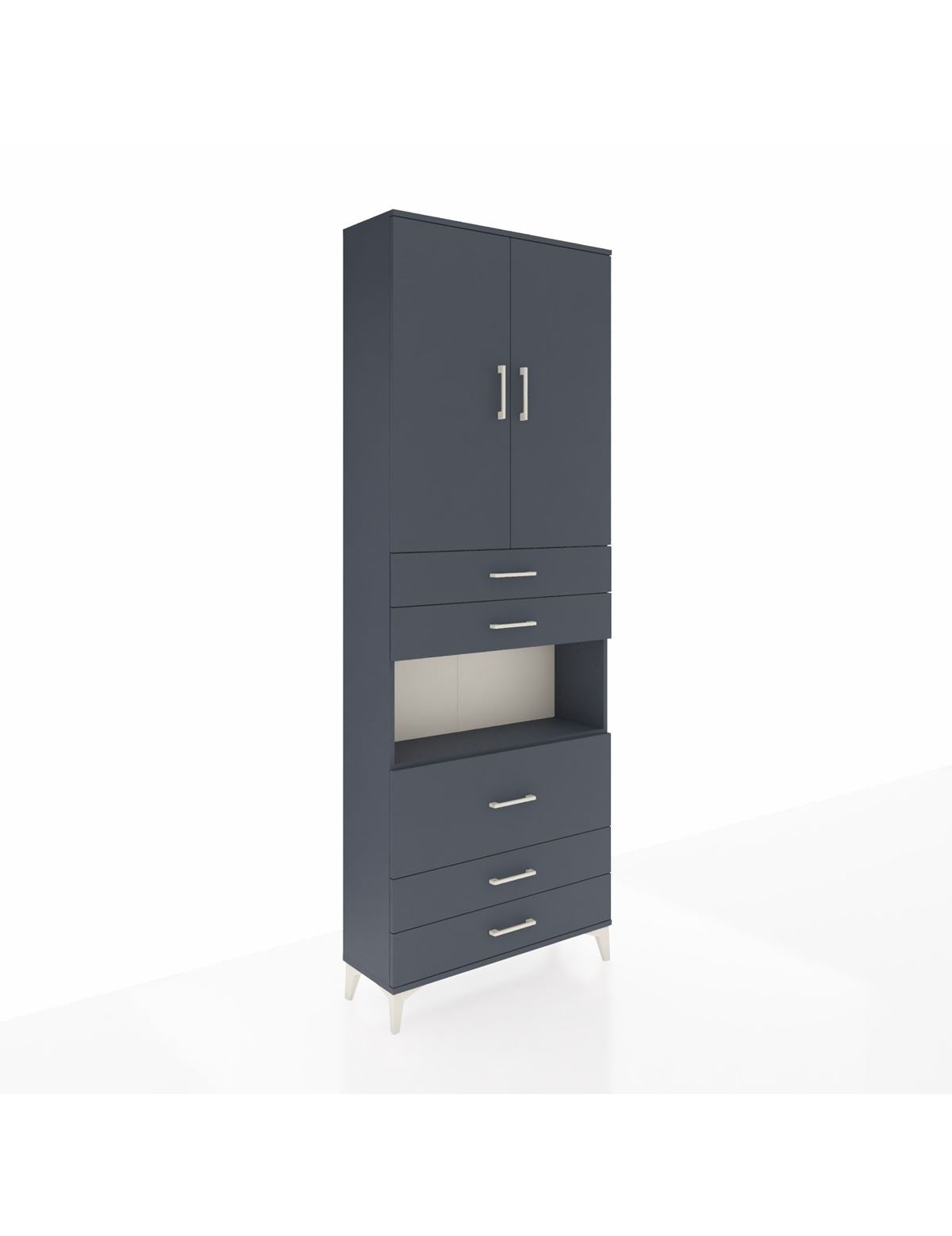 Arges Dolap 4 Raflı 5 Çekmeceli 2 Kapaklı 88x30x243 Antrasit-Antrasit