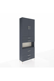 Arges Dolap 4 Raflı 5 Çekmeceli 2 Kapaklı 88x30x243 Antrasit-Antrasit