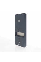Arges Dolap 4 Raflı 5 Çekmeceli 2 Kapaklı 88x30x243 Antrasit-Antrasit