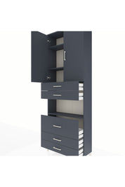 Arges Dolap 4 Raflı 5 Çekmeceli 2 Kapaklı 88x30x243 Antrasit-Antrasit