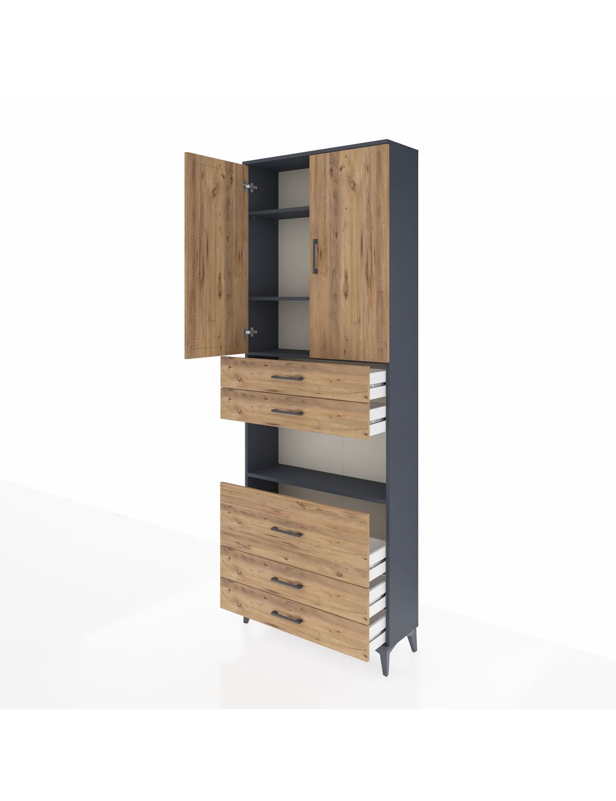Arges Dolap 4 Raflı 5 Çekmeceli 2 Kapaklı 88x30x243 - S33M061V6A