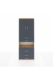 Arges Dolap 4 Raflı 5 Çekmeceli 2 Kapaklı 88x30x243 Çam-Antrasit