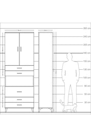 Arges Dolap 4 Raflı 5 Çekmeceli 2 Kapaklı 88x30x243 Çam-Çam