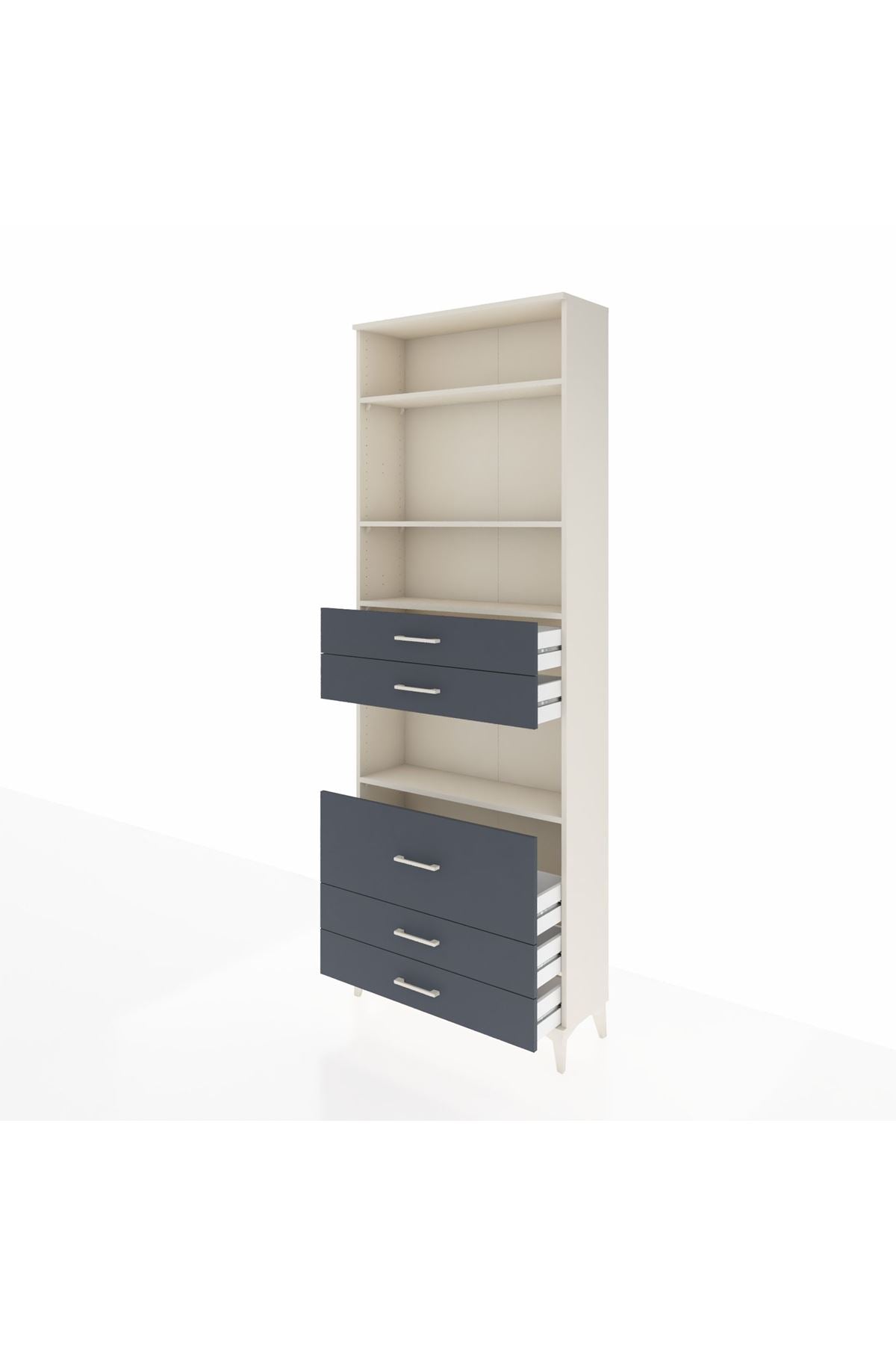 Arges Dolap 4 Raflı 5 Çekmeceli 88x30x243 Aytaşı-Antrasit