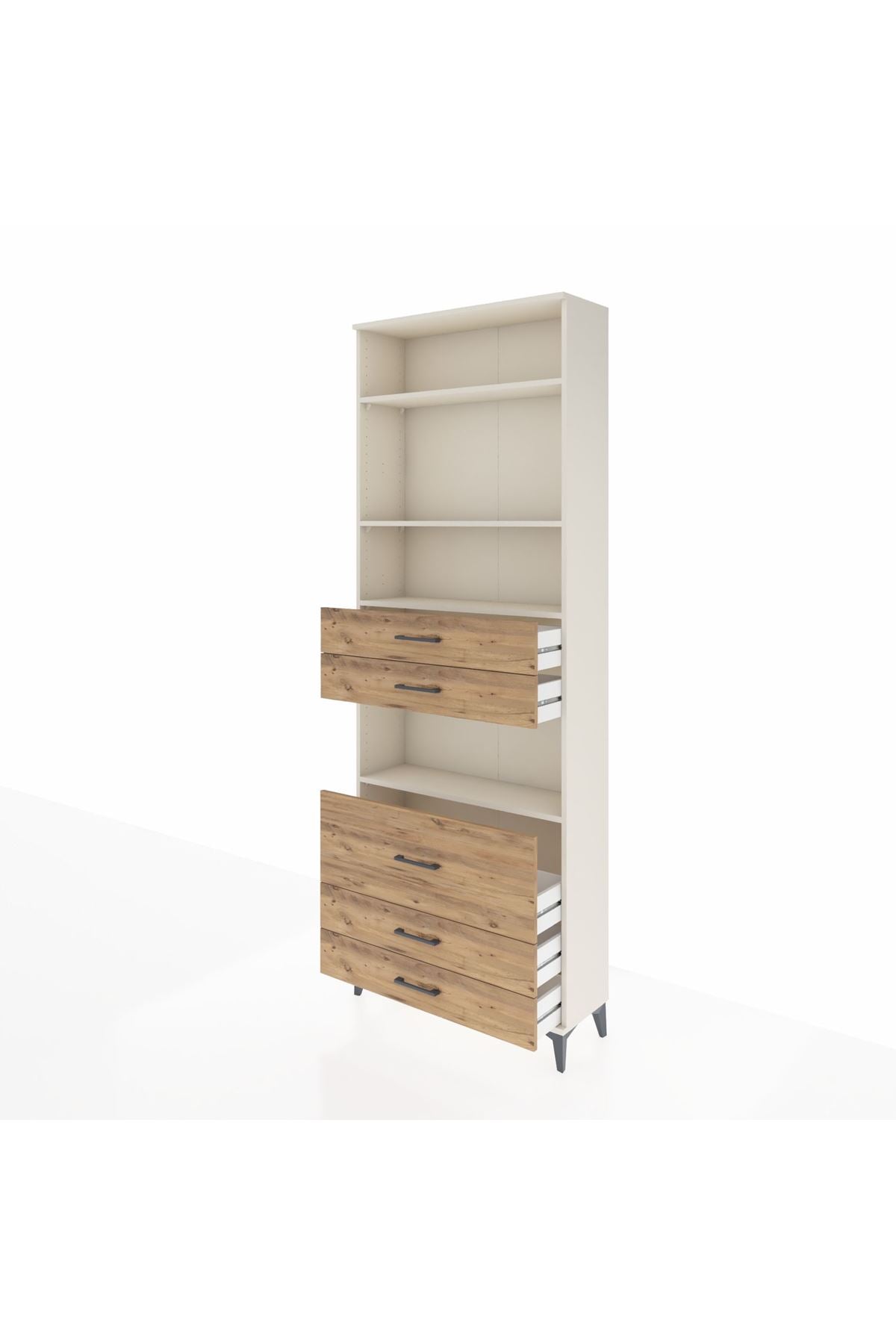 Arges Dolap 4 Raflı 5 Çekmeceli 88x30x243 Aytaşı-Çam