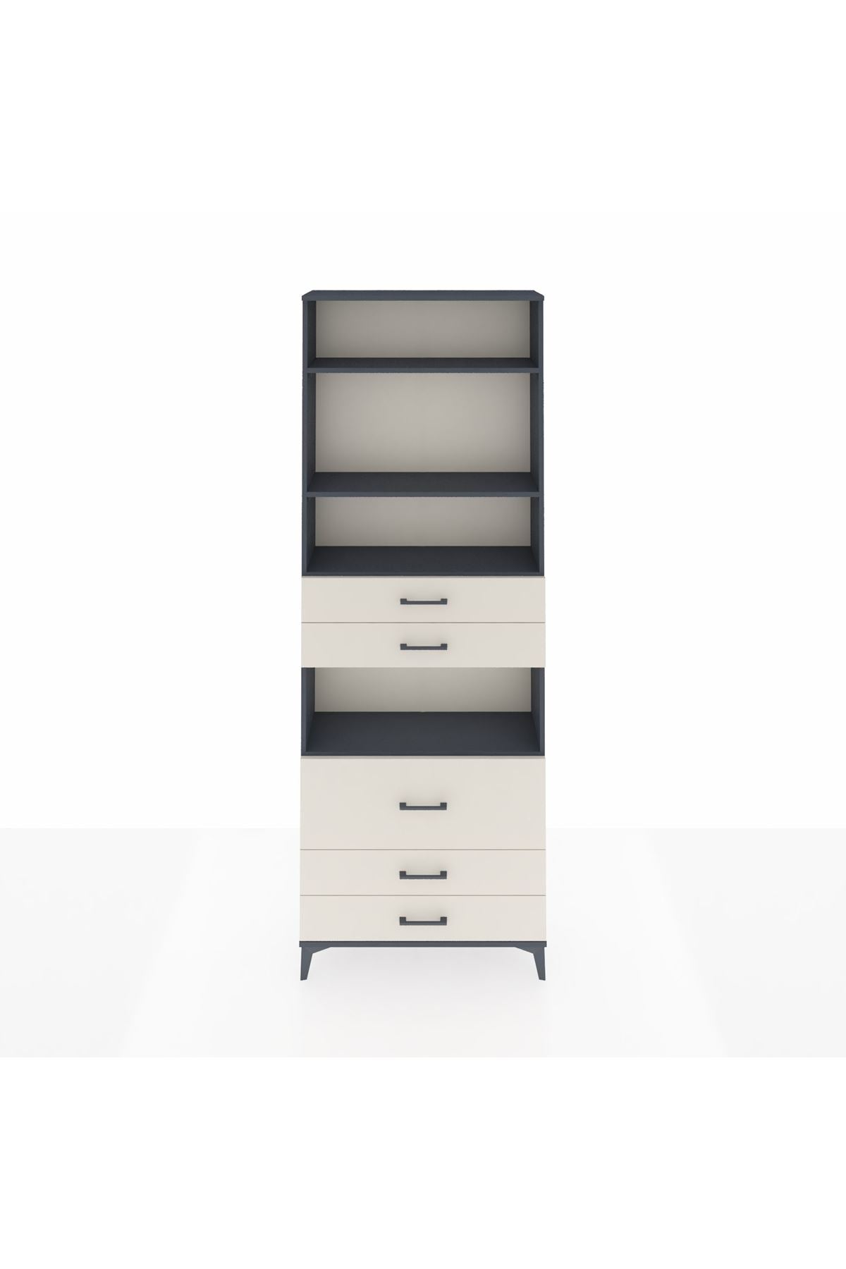 Arges Dolap 4 Raflı 5 Çekmeceli 88x30x243 Antrasit-Aytaşı