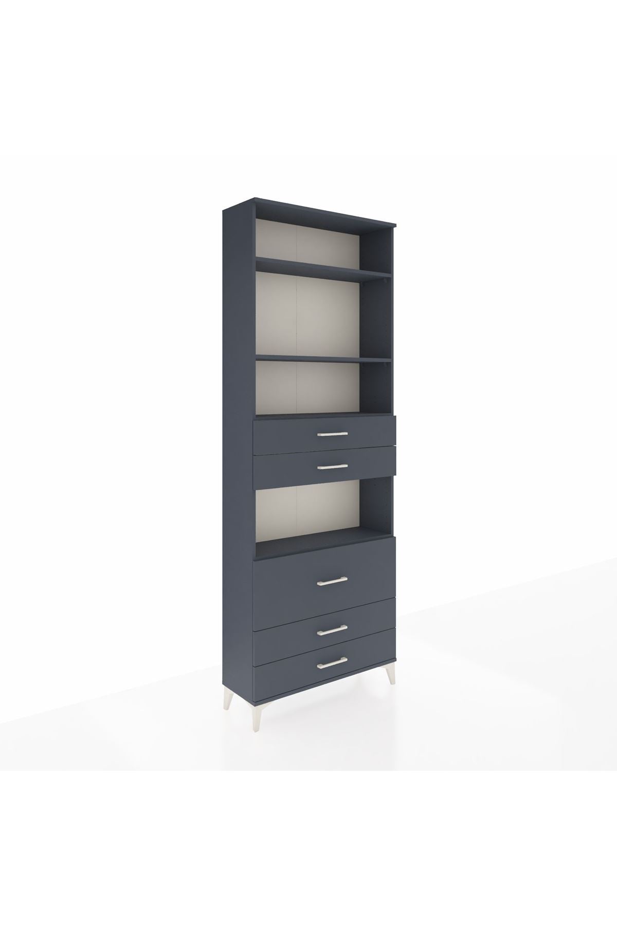 Arges Dolap 4 Raflı 5 Çekmeceli 88x30x243 Antrasit-Antrasit