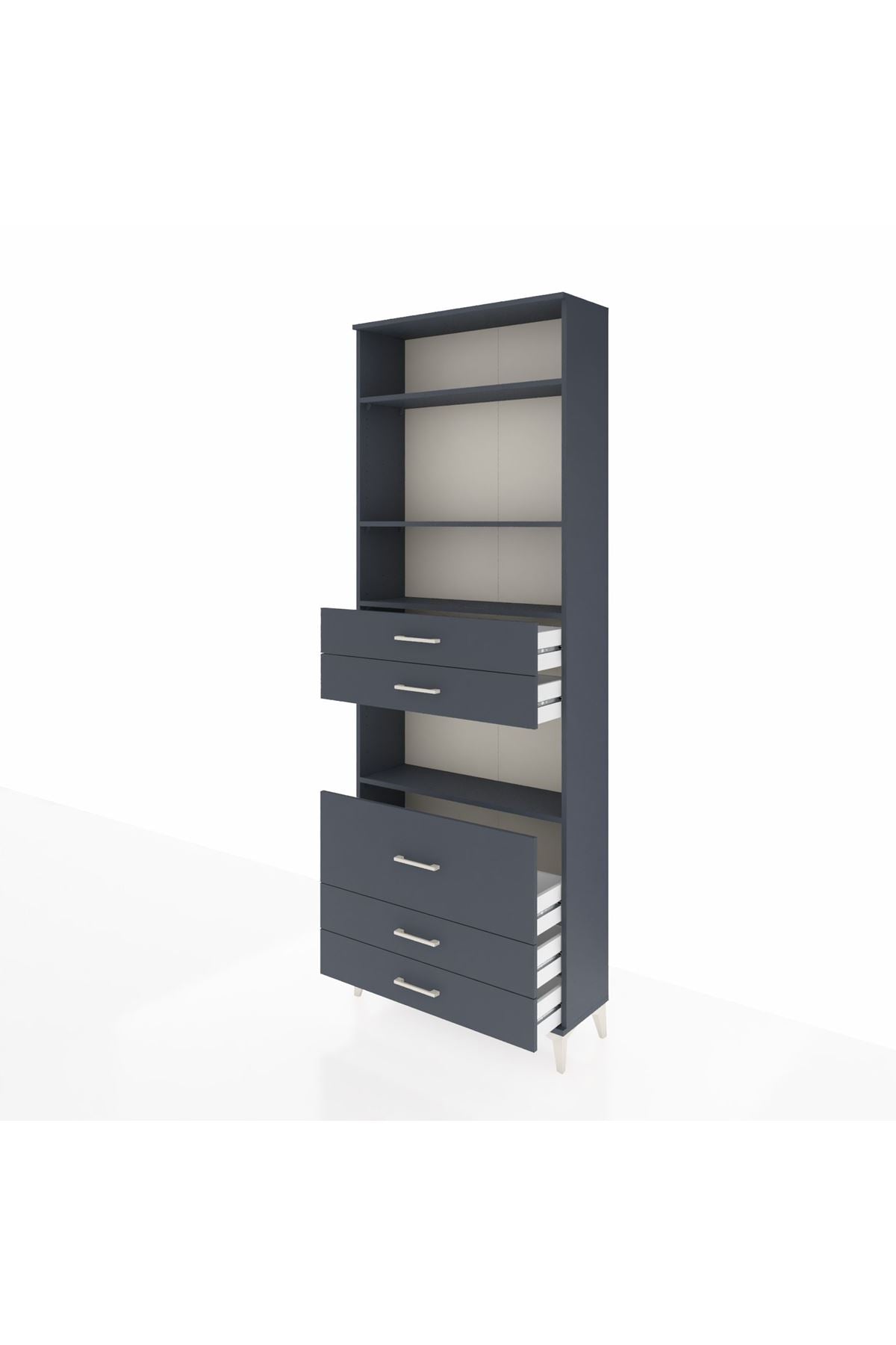 Arges Dolap 4 Raflı 5 Çekmeceli 88x30x243 Antrasit-Antrasit