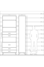 Arges Dolap 4 Raflı 5 Çekmeceli 88x30x243 Antrasit-Çam