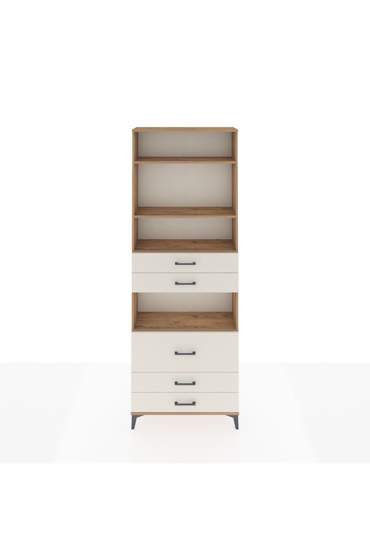 Arges Dolap 4 Raflı 5 Çekmeceli 88x30x243 Çam-Aytaşı