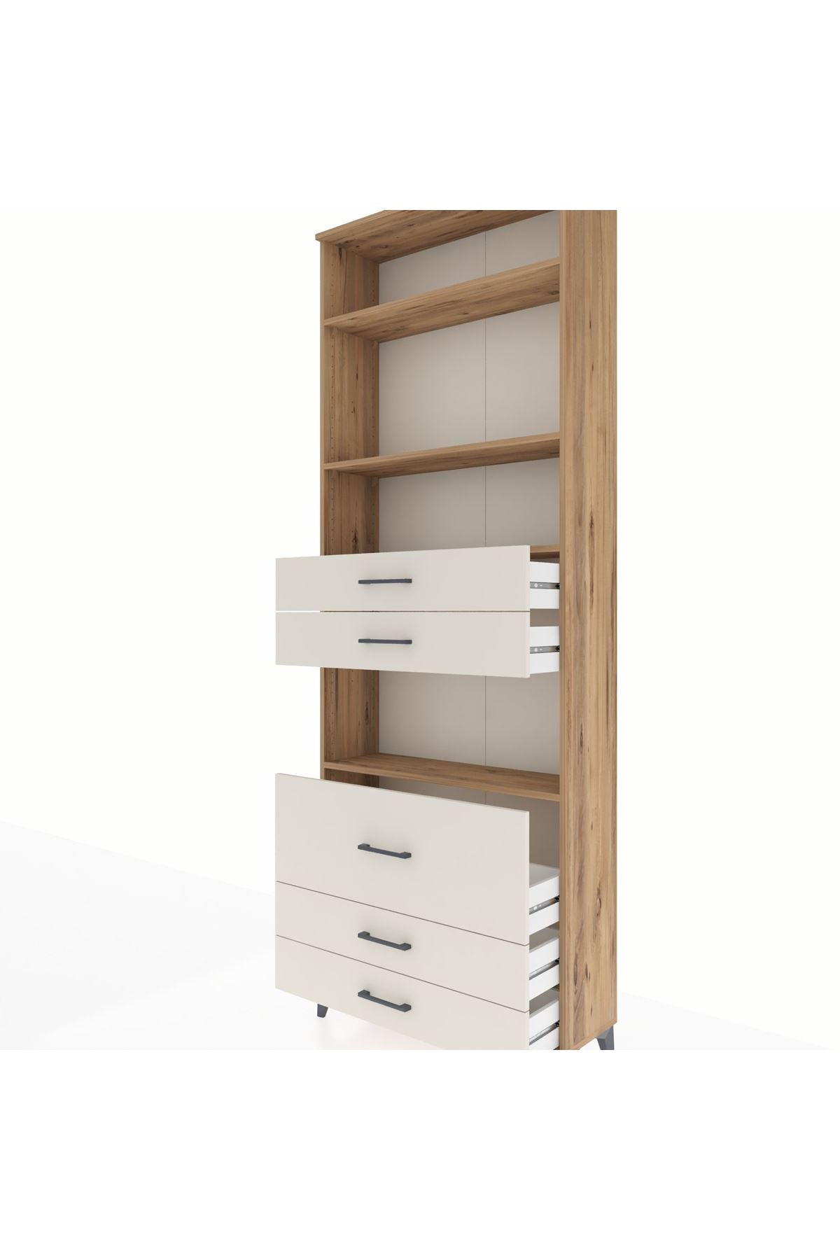 Arges Dolap 4 Raflı 5 Çekmeceli 88x30x243 Çam-Aytaşı