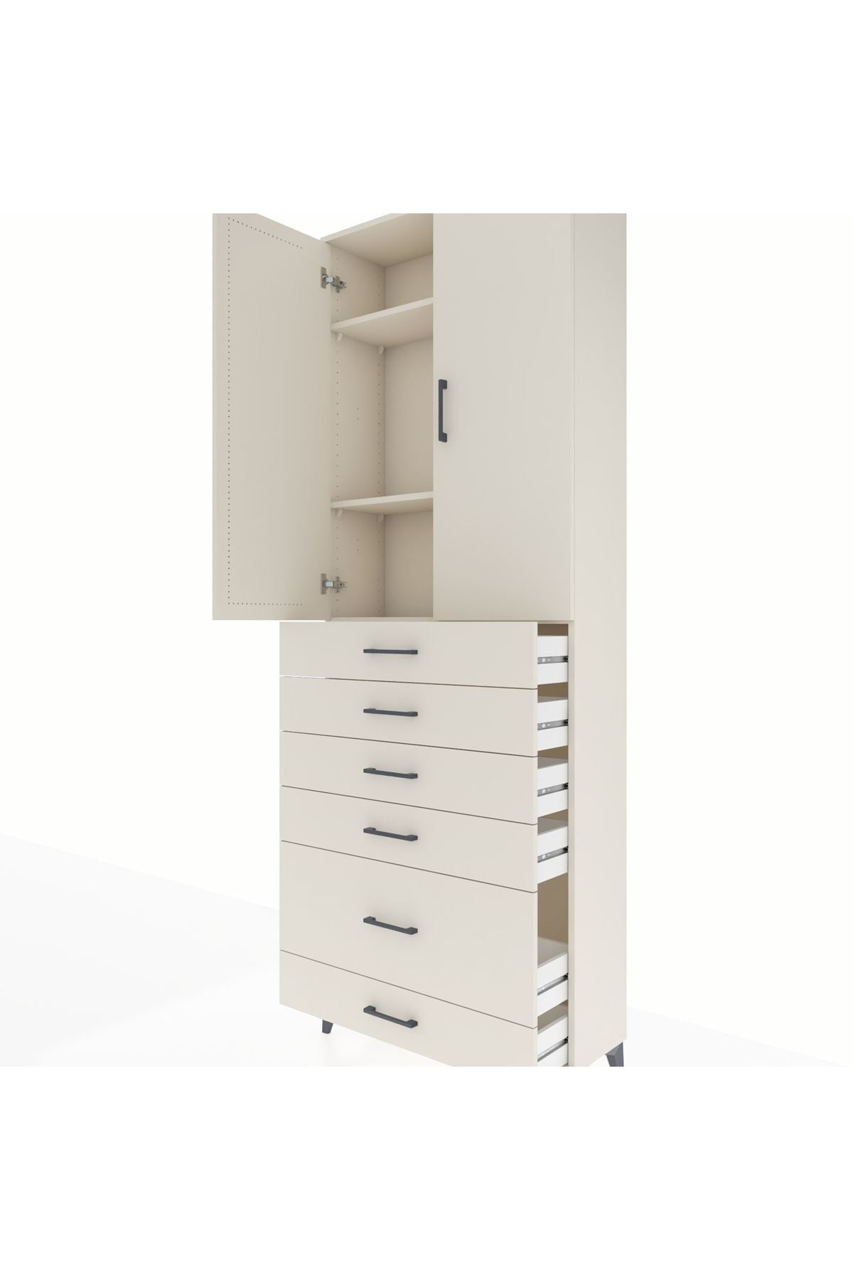 Arges Dolap 3 Raflı 6 Çekmeceli 2 Kapaklı 88x30x243 Aytaşı-Aytaşı