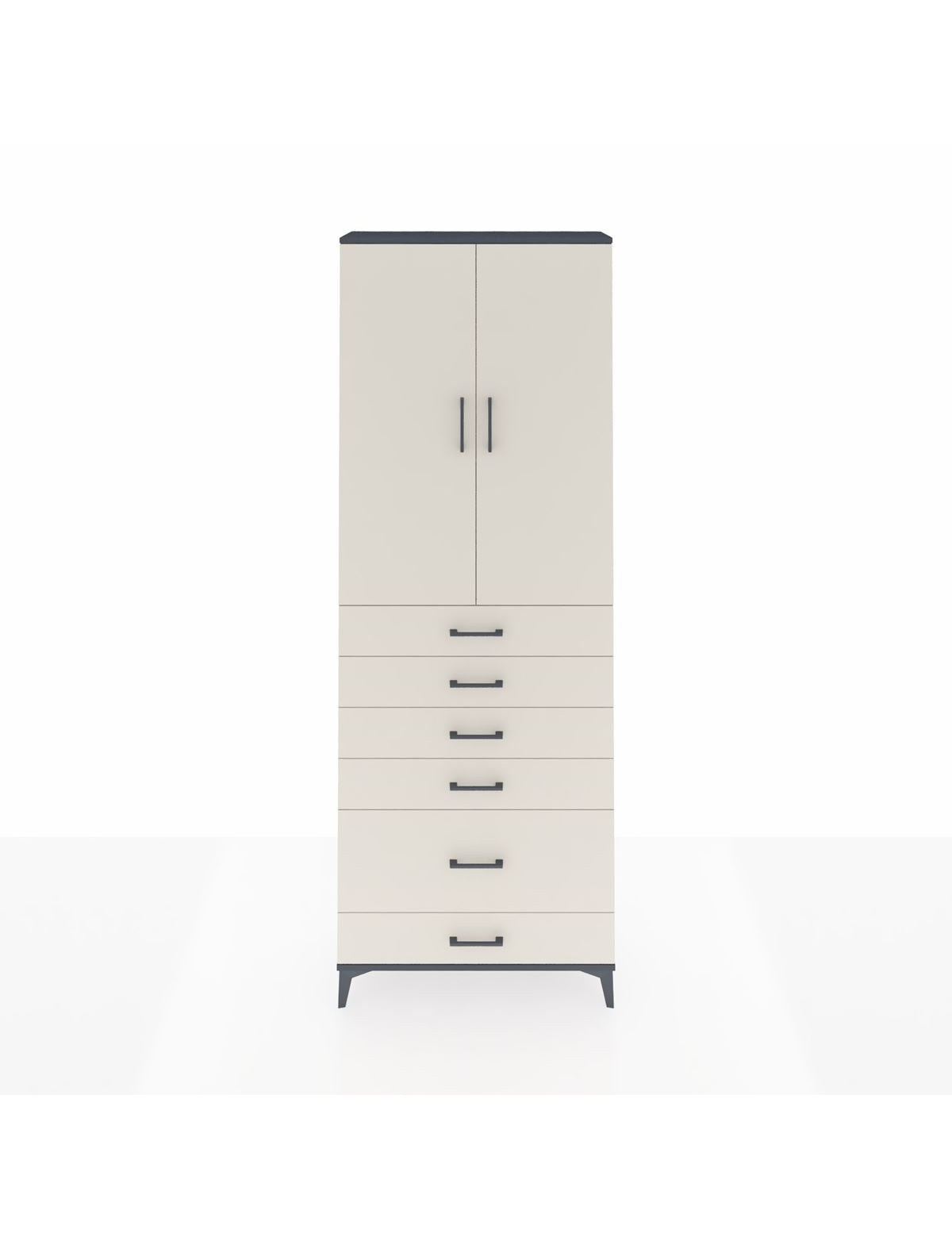 Arges Dolap 3 Raflı 6 Çekmeceli 2 Kapaklı 88x30x243 Antrasit-Aytaşı