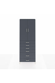 Arges Dolap 3 Raflı 6 Çekmeceli 2 Kapaklı 88x30x243 Antrasit-Antrasit