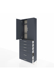 Arges Dolap 3 Raflı 6 Çekmeceli 2 Kapaklı 88x30x243 Antrasit-Antrasit