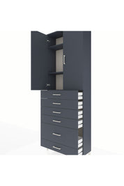 Arges Dolap 3 Raflı 6 Çekmeceli 2 Kapaklı 88x30x243 Antrasit-Antrasit