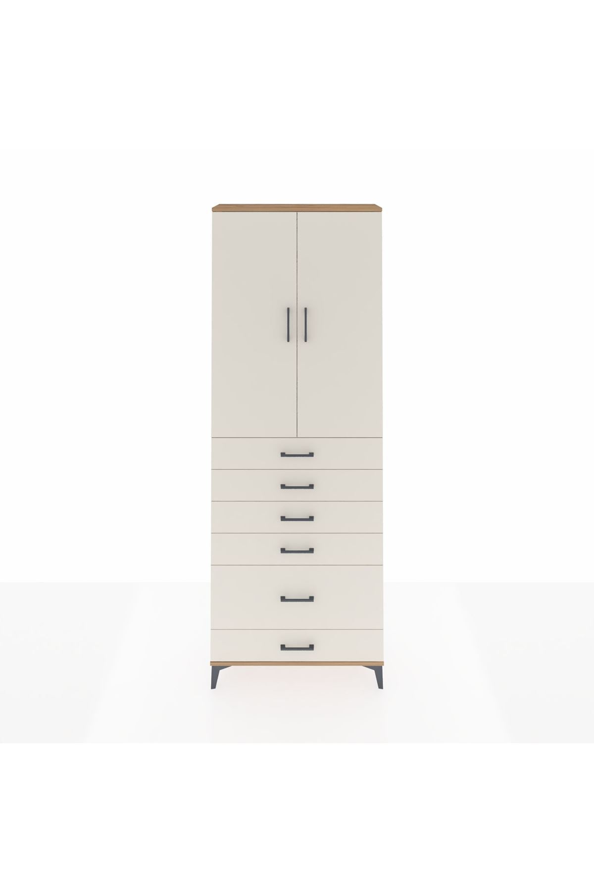 Arges Dolap 3 Raflı 6 Çekmeceli 2 Kapaklı 88x30x243 Çam-Aytaşı