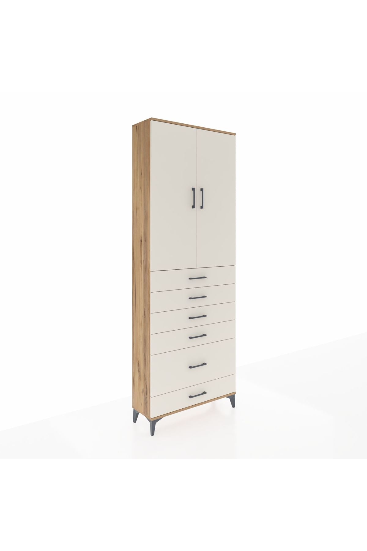 Arges Dolap 3 Raflı 6 Çekmeceli 2 Kapaklı 88x30x243 Çam-Aytaşı