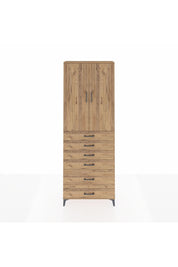 Arges Dolap 3 Raflı 6 Çekmeceli 2 Kapaklı 88x30x243 Çam-Çam