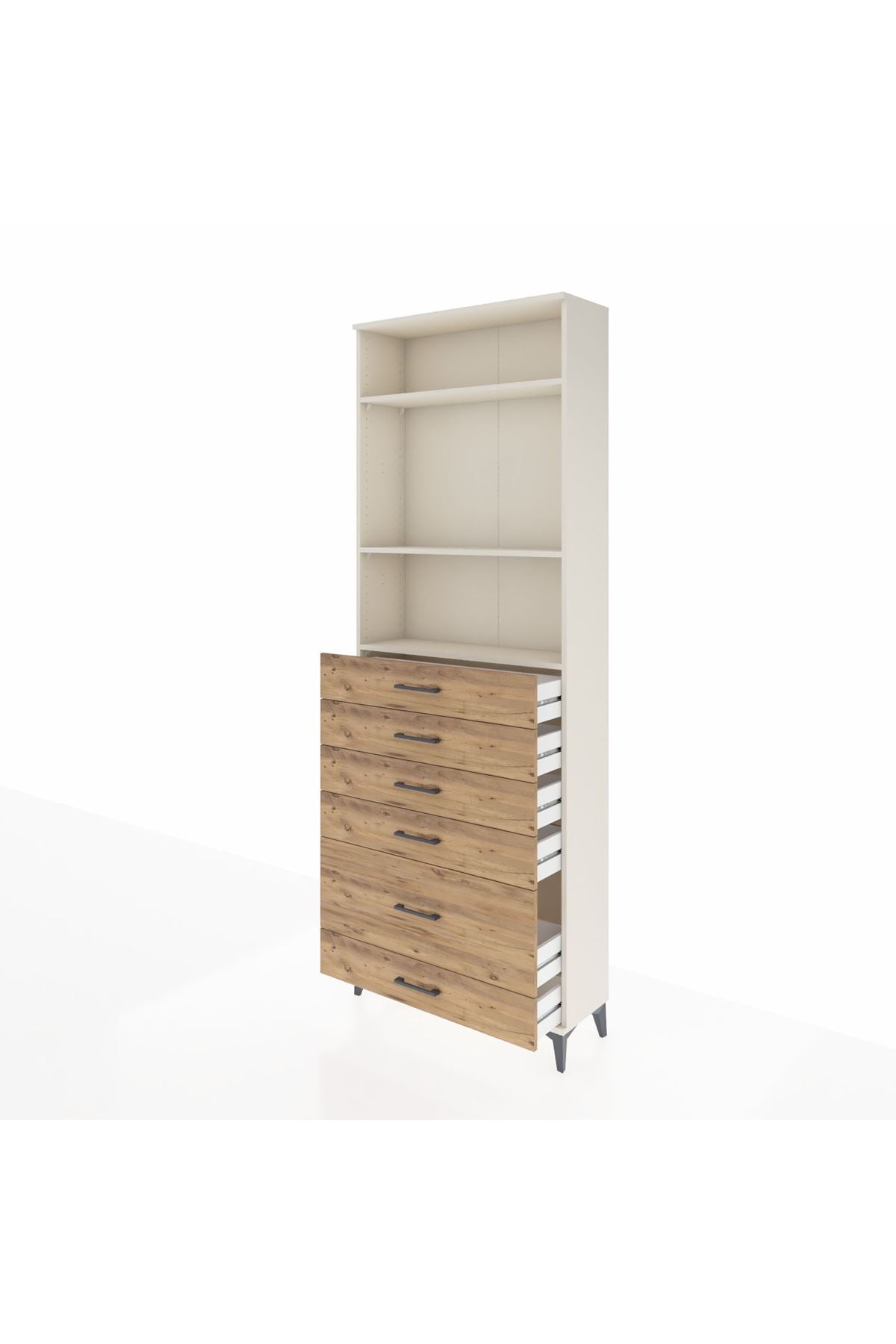 Arges Dolap 3 Raflı 6 Çekmeceli 88x30x243 Aytaşı-Çam