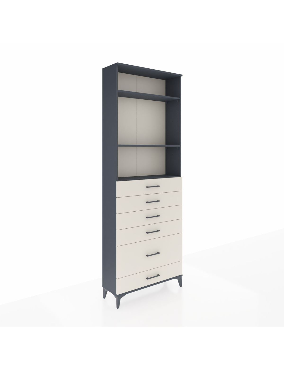 Arges Dolap 3 Raflı 6 Çekmeceli 88x30x243 Antrasit-Aytaşı