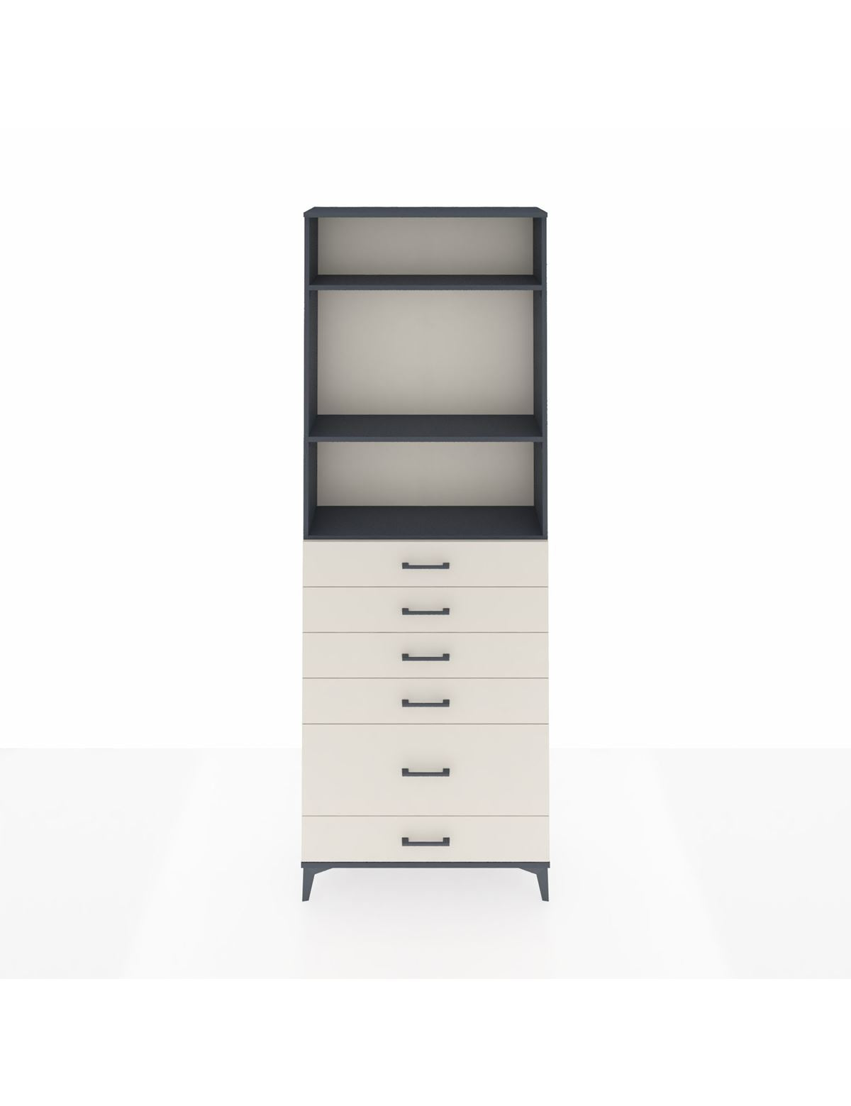 Arges Dolap 3 Raflı 6 Çekmeceli 88x30x243 Antrasit-Aytaşı