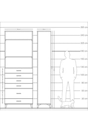 Arges Dolap 3 Raflı 6 Çekmeceli 88x30x243 Aytaşı-Çam