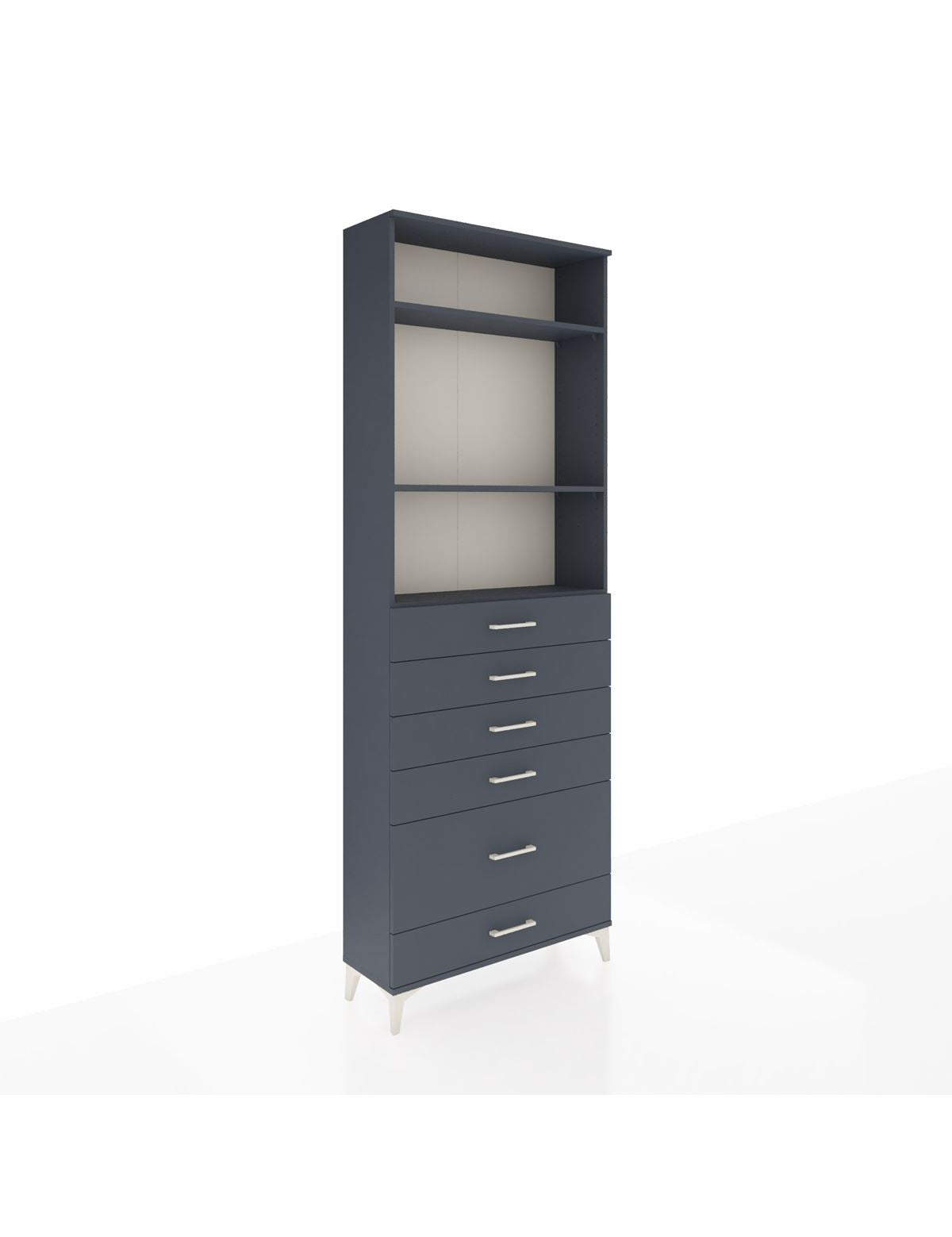 Arges Dolap 3 Raflı 6 Çekmeceli 88x30x243 Antrasit-Antrasit