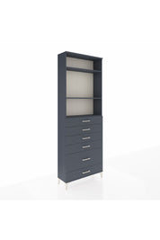 Arges Dolap 3 Raflı 6 Çekmeceli 88x30x243 Antrasit-Antrasit