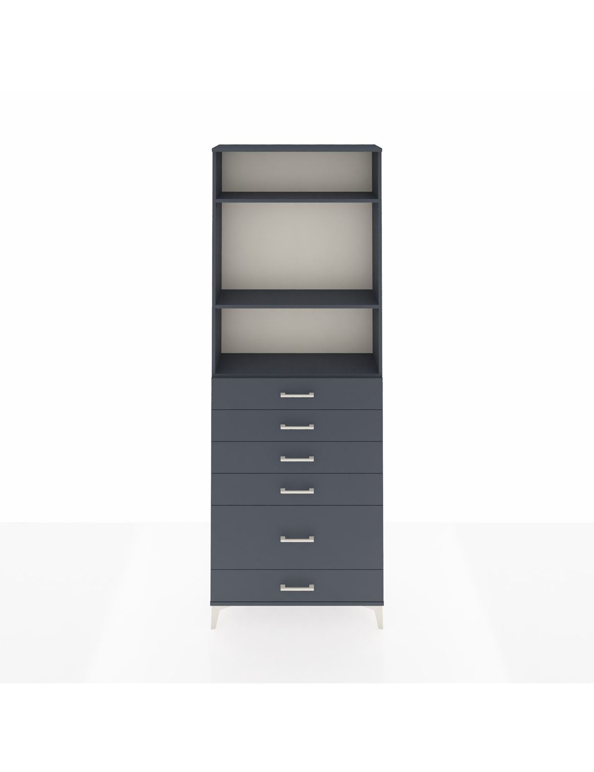 Arges Dolap 3 Raflı 6 Çekmeceli 88x30x243 Antrasit-Antrasit