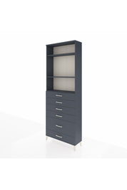 Arges Dolap 3 Raflı 6 Çekmeceli 88x30x243 Antrasit-Antrasit