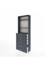 Arges Dolap 3 Raflı 6 Çekmeceli 88x30x243 Antrasit-Antrasit