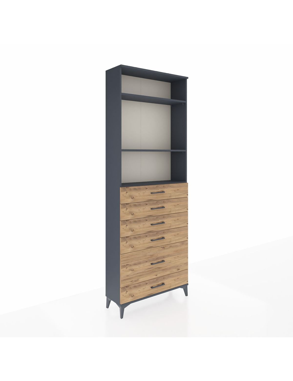 Arges Dolap 3 Raflı 6 Çekmeceli 88x30x243 Antrasit-Çam