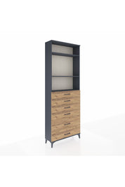 Arges Dolap 3 Raflı 6 Çekmeceli 88x30x243 Antrasit-Çam