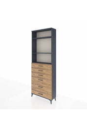 Arges Dolap 3 Raflı 6 Çekmeceli 88x30x243 Antrasit-Çam