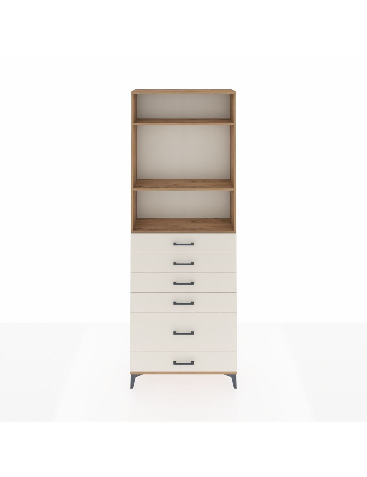 Arges Dolap 3 Raflı 6 Çekmeceli 88x30x243 Çam-Aytaşı