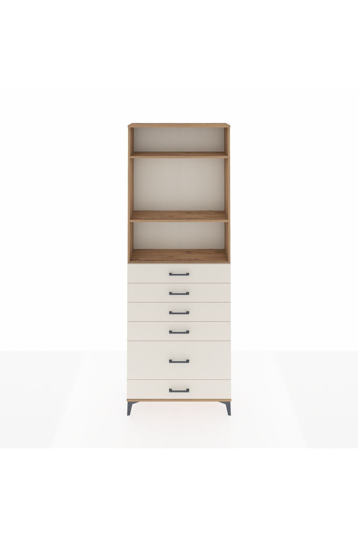 Arges Dolap 3 Raflı 6 Çekmeceli 88x30x243 Çam-Aytaşı