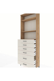 Arges Dolap 3 Raflı 6 Çekmeceli 88x30x243 Çam-Aytaşı