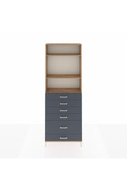 Arges Dolap 3 Raflı 6 Çekmeceli 88x30x243 Çam-Antrasit