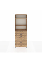 Arges Dolap 3 Raflı 6 Çekmeceli 88x30x243 Çam-Çam