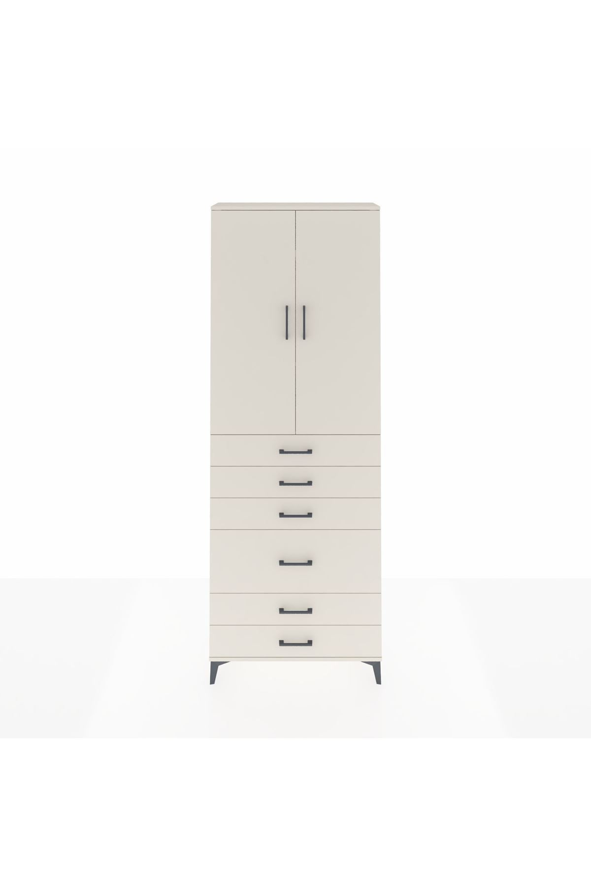 Arges Dolap 3 Raflı 6 Çekmeceli 2 Kapaklı 88x30x243 Aytaşı-Aytaşı