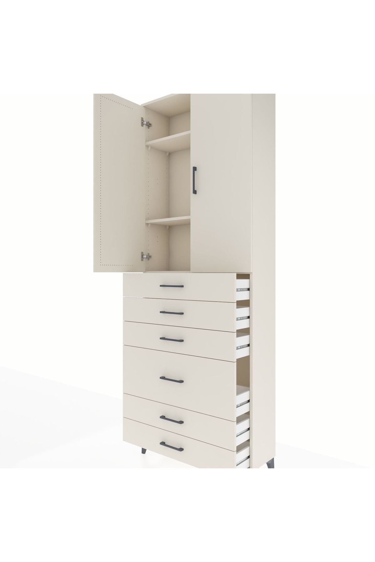 Arges Dolap 3 Raflı 6 Çekmeceli 2 Kapaklı 88x30x243 Aytaşı-Aytaşı