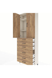 Arges Dolap 3 Raflı 6 Çekmeceli 2 Kapaklı 88x30x243 Aytaşı-Çam