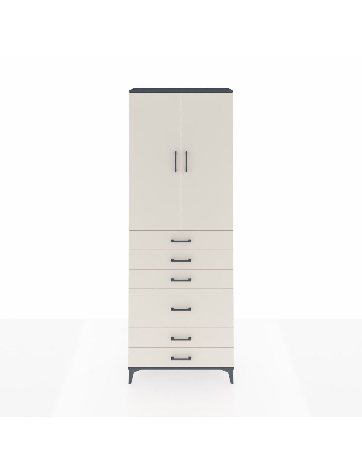 Arges Dolap 3 Raflı 6 Çekmeceli 2 Kapaklı 88x30x243 Antrasit-Aytaşı